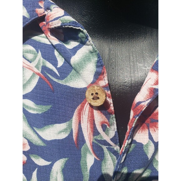 Banana Cabana 100% SILK Mens XXL 2XL Hawaiian Short Sleeve Button Up Shirt Blue - Picture 3 of 14